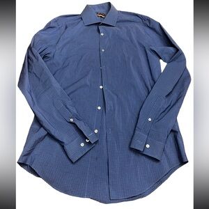 Van Heusen Slim Fit Stretch Blue Check Dress Shirt Men’s 15-15.5 M